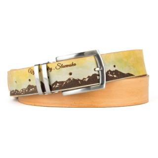Maľovaný a gravírovaný kožený opasok – Vysoké Tatry, 138 cm, Limitovaná edícia 11