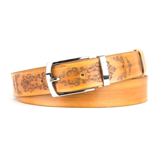 Maľovaný a gravírovaný kožený opasok – Ornament, 138 cm, Limitovaná edícia 04