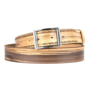 Maľovaný a gravírovaný kožený opasok – Ornament, 137 cm, Limitovaná edícia 01