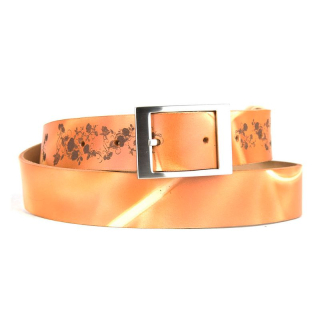 Maľovaný a gravírovaný kožený opasok – Kvety, 137 cm, Limitovaná edícia 02