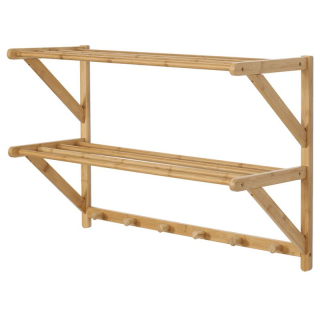 Vešiak s 2 policami – bambus, prírodný