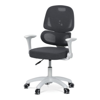 Detská stolička, výškovo nastaviteľná, sivá sieťovina, biely plast