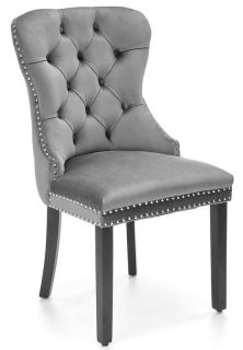 Jedálenská stolička, čierne nohy-sivá velvet látka