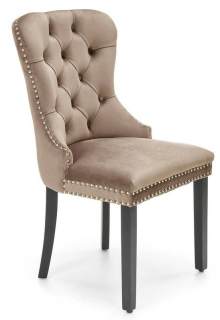 Jedálenská stolička, čierne nohy-béžová vevlet látka