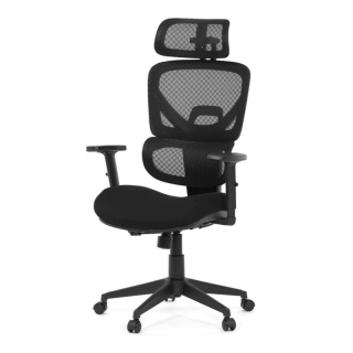Kancelárska stolička s čiernym mesh poťahom a synchrónnym mechanizmom