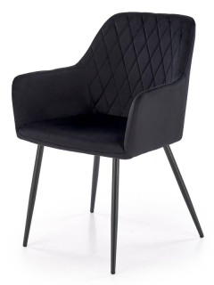 Jedálenská stolička 558, čierny kov – čierna látka Velvet