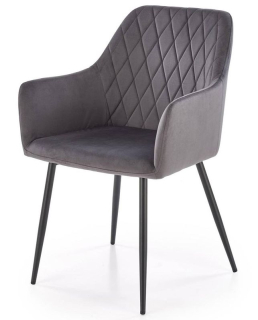 Jedálenská stolička 558, čierny kov – sivá látka Velvet