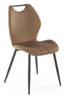 Jedálenská stolička 569, čierny kov - béžová látka