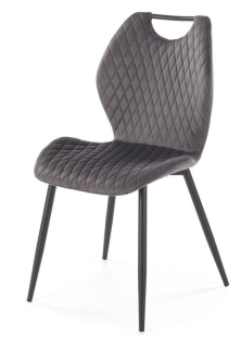Jedálenská stolička 569, čierny kov - sivá látka