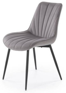 Jedálenská stolička 589, čierny kov - sivá látka Bluvel 14
