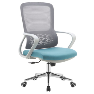 Kancelárske kreslo, sivá sieťovina-modrá látka, TYP 2
