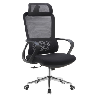 Kancelárske kreslo, čierna sieťovina-látka, TYP 1