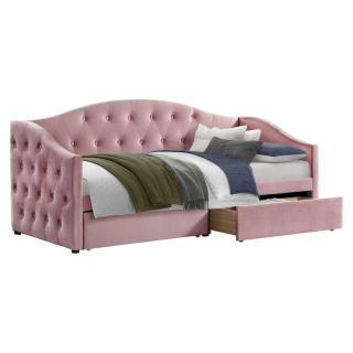 Čalúnená posteľ s úložným priestorom 90x200, ružová Velvet látka