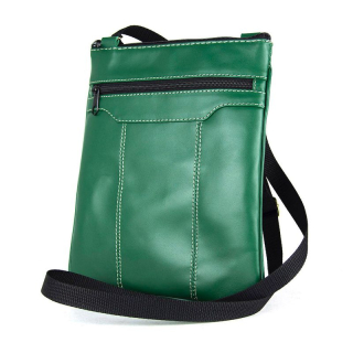 Crossbody kožená taška s dekoračným prešívaním v zelenej farbe