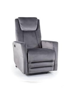 Elektrické relaxačné kreslo, sivá látka Bluvel 14