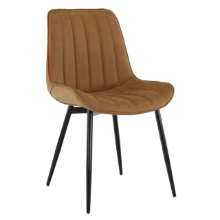 Komfortná stolička čalúnená ekokožou v prevedení hnedá camel-čierna