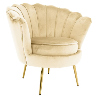 Kreslo v štýle Art-deco, béžová Velvet látka-gold chróm zlatý