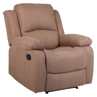 Luxusné relaxačné polohovacie kreslo s výklopnou podnožou, hnedá látka