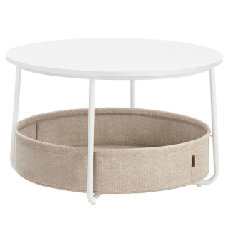 Konferenčný stolík 75x75x45 cm, MDF biela s úložným košom