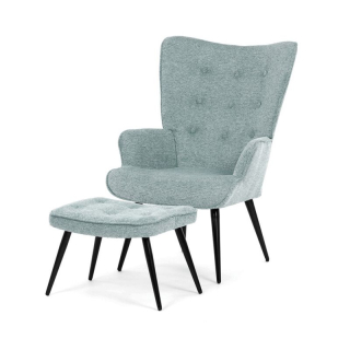 Relaxačné kreslo s podnožkou, modrá zamatová látka