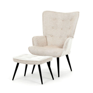Relaxačné kreslo s podnožkou, béžová zamatová látka