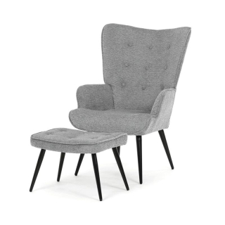 Relaxačné kreslo s podnožkou, sivá zamatová látka