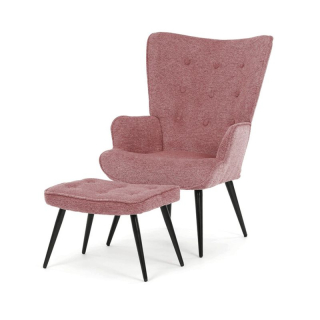 Relaxačné kreslo s podnožkou, ružová zamatová látka