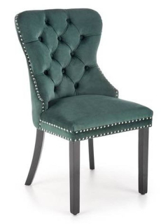 Jedálenská stolička, čierne nohy-zelená velvet látka