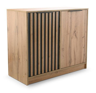 Dvojdverová komoda s policou, dub Wotan-čierna