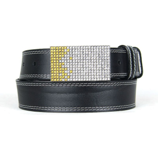 Unikátny čierny opasok z pravej kože SWAROVSKI YELLOW– ručná výroba na Slovensku
