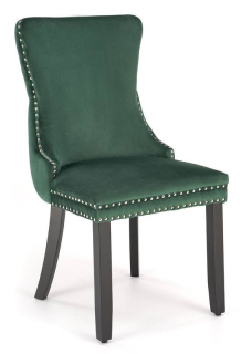 Jedálenská stolička, čierne drevené nohy-zelená látka