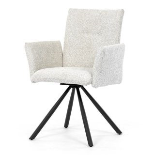 Jedálenská stolička MOIRA v elegantnej krémovej bouclé látke