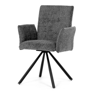 Jedálenská stolička MOIRA v elegantnej sivej bouclé látke