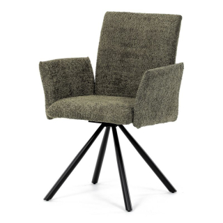 Jedálenská stolička MOIRA v elegantnej zelenej bouclé látke