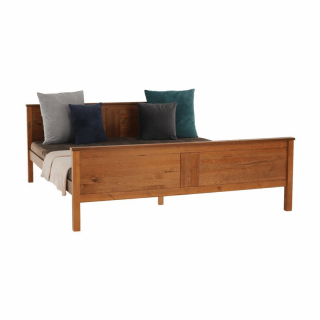 Manželská masívna posteľ 160x200 cm z borovicového dreva – dubový odtieň