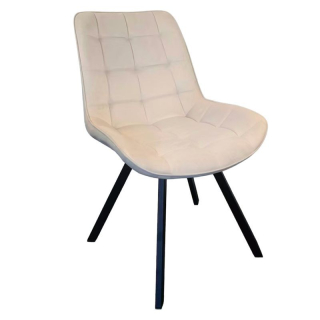 Štýlová jedálenská stolička béžová Velvet látka-čierna