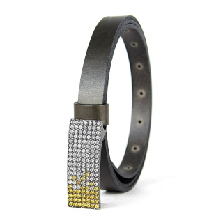 Dámsky kožený opasok SWAROVSKI YELLOW, šírka 2cm, Olivový