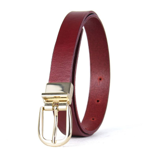 Dámsky kožený opasok NOBLEHIDE GOLD, šírka 2.5cm, Bordový