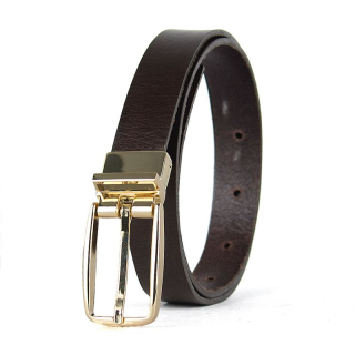 Dámsky kožený opasok PRIMEHIDE GOLD, šírka 2.5cm, Tmavo hnedý