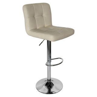 Barová stolička s opierkou béžová ekokoža, chróm