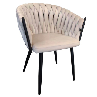 Komfortné jedálenské kreslo, svetlobéžová Velvet látka-čierny kov