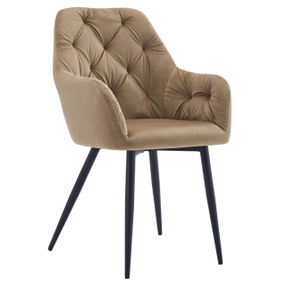 Dizajnové kreslo béžová Velvet látka, čierny kov