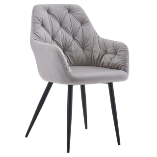 Dizajnové kreslo sivá Velvet látka, čierny kov