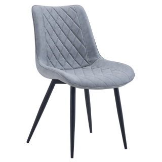 Moderná jedálenská stolička sivá ekokoža, čierny kov