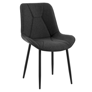 Elegantná jedálenská stolička tmavosivá látka, čierny kov