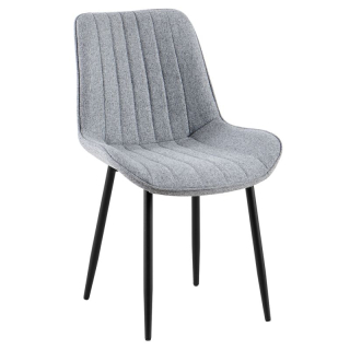 Nadčasová jedálenská stolička svetlosivá látka, čierny kov