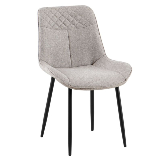 Elegantná jedálenská stolička béžová látka, čierny kov