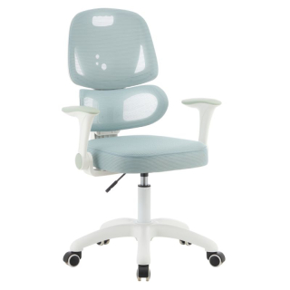 Otočná študentská stolička, neomint sieťovina, biely plast