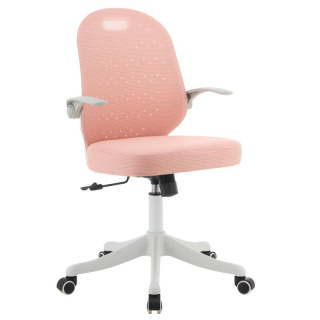 Štýlová otočná stolička, ružová sieťovina, biely plast