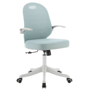 Štýlová otočná stolička, neomint sieťovina, biely plast